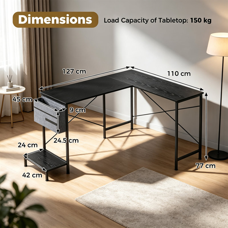 L-Shaped MDF Computer Desk