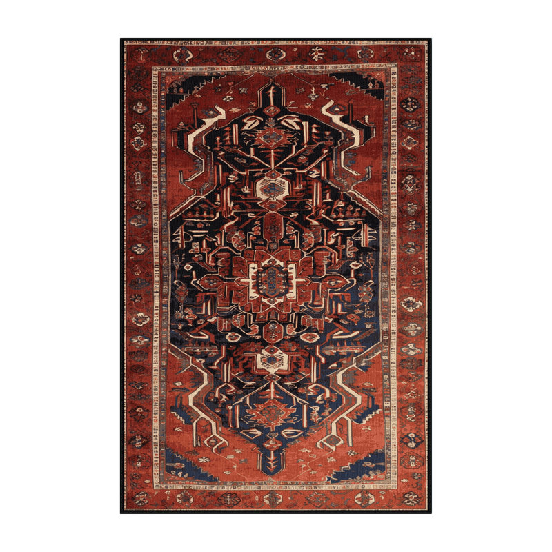 Tapis persan noir lavable à la machine, Rectangulaire 2 pi x 3 pi