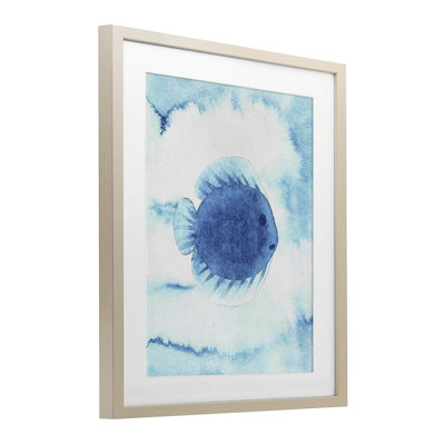 «Round Blue Fish», reproduction sous verre encadrée par Camila Juncos