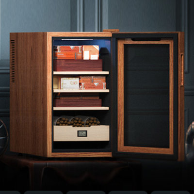 Woodgrain Electric Cigar Humidor 48L with Heating & Cooling (350 Cigar), with Drawer & Hygrometer