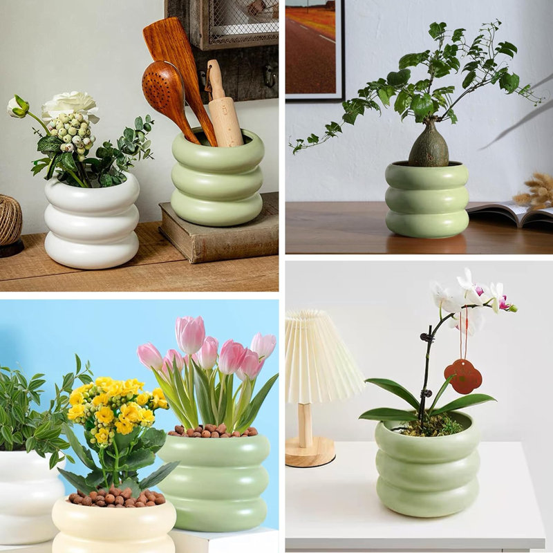 4.7" Green Ceramic Glaze Planter