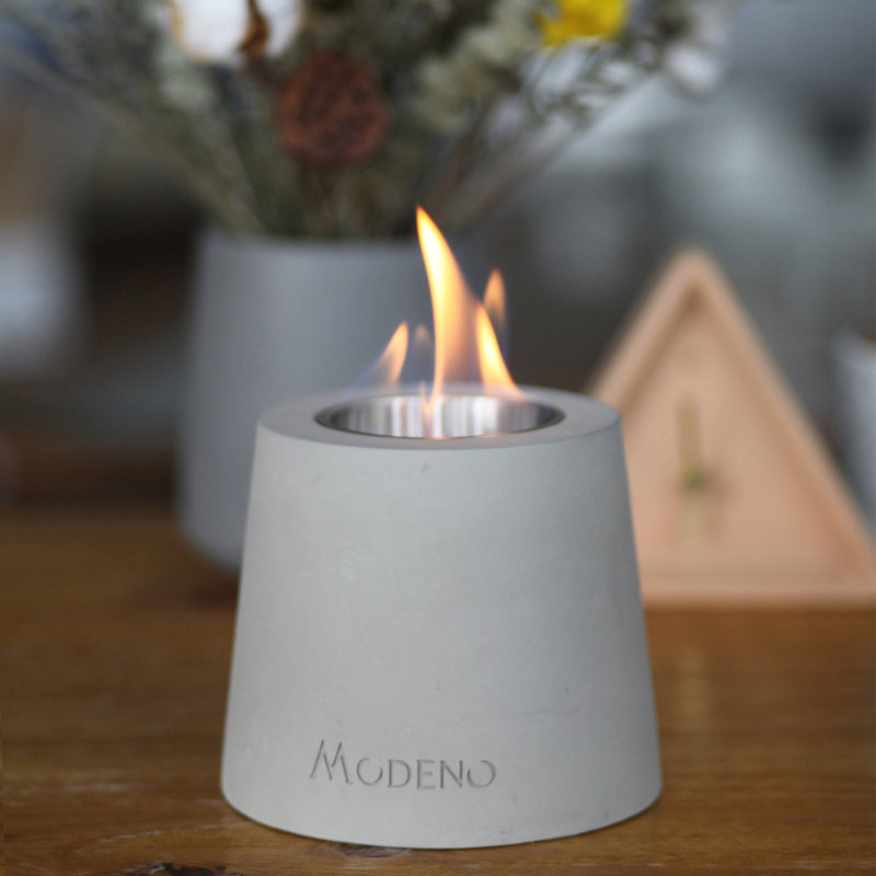 ENTTA Ethanol Tischkamin Concrete Bio-Ethanol Outdoor Tabletop Fireplace with Flame Guard, Light grey