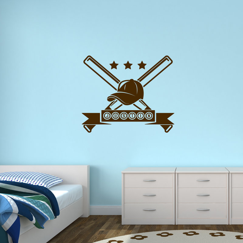 Décalcomanie murale baseball, Oui, Brun