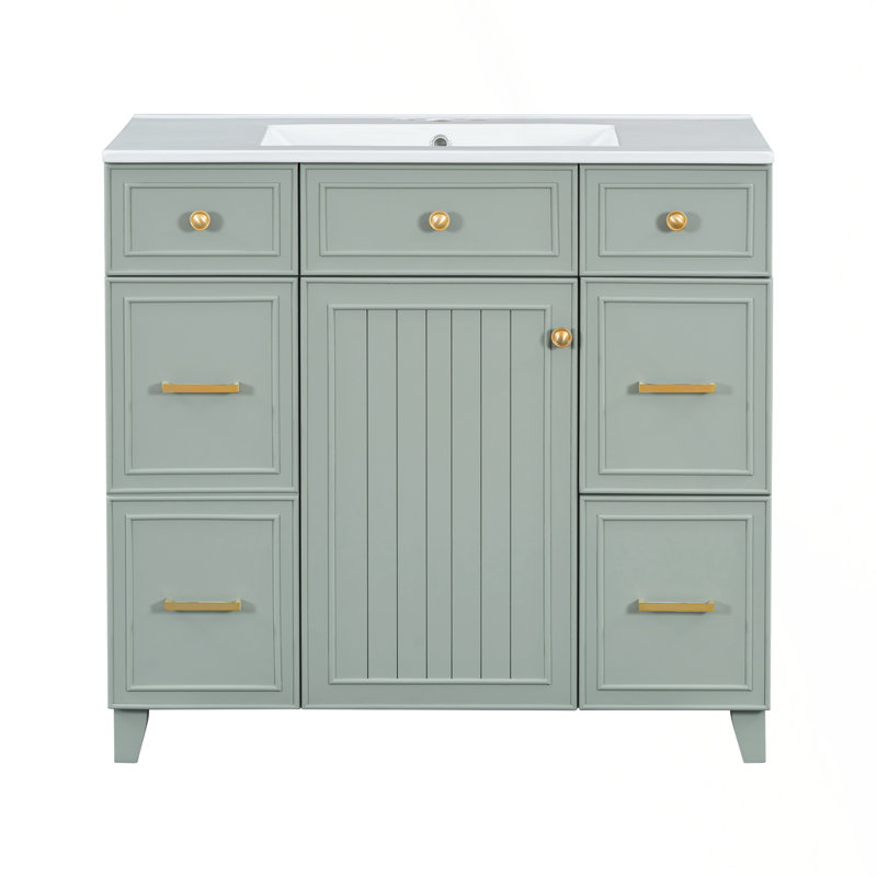 Premium Bathroom Vanity With Advanced Features For Optimal Storage, Green