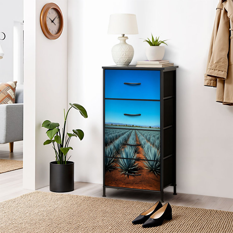 4 Drawer Dresser for Bedroom, Narrow Chest of Drawers, Wooden Top and Study Iron Frame 18"x37.5"-(WxH)
