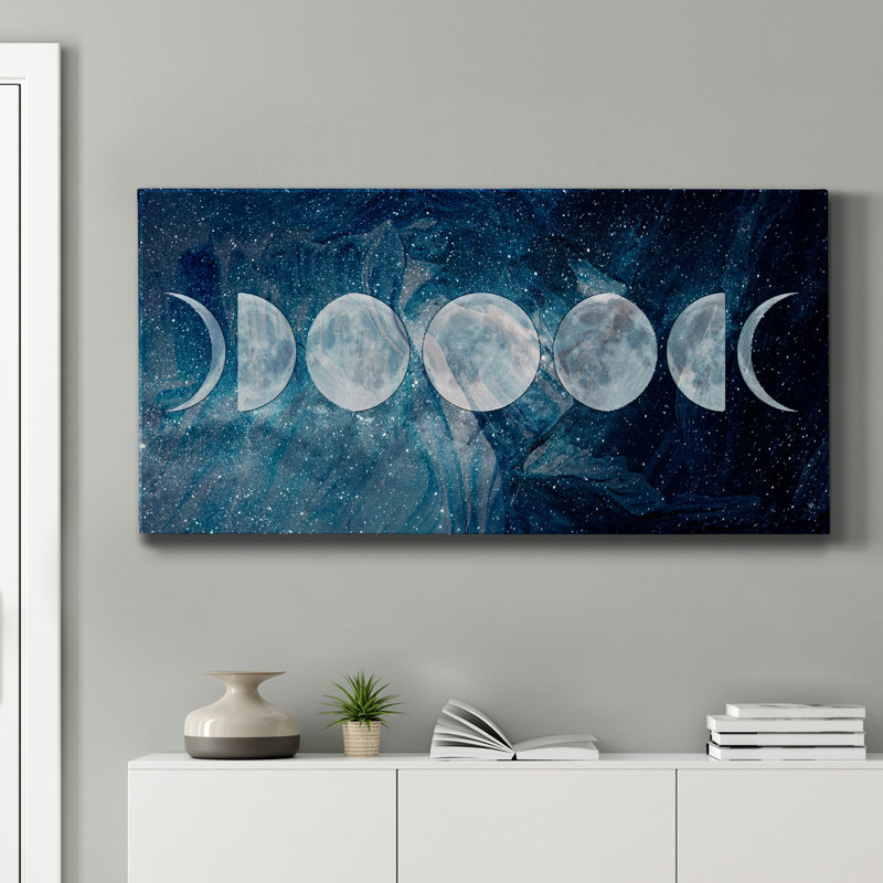Phases de lune - reproduction sur toile tendue, H 24 po x l 12 po x P 1 po
