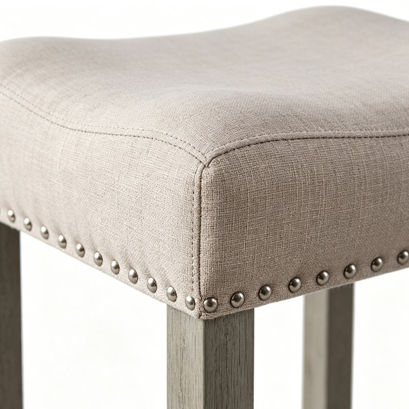 Ensemble de table haute en chêne rustique vieilli, plateau en marbre artificiel avec rangement et 3 tabourets rembourrés à clous décoratifs, bois (pin) et MDF