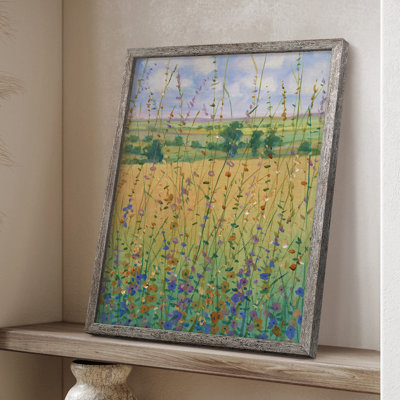 «Wildflower Path II», reproduction encadrée - bois massif