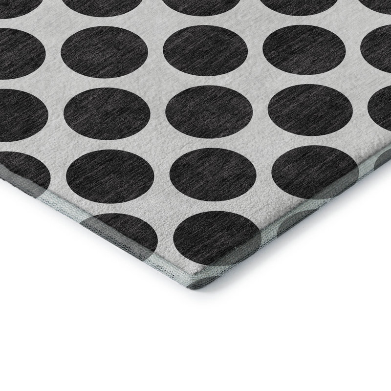 Tapis noir Prisco lavable à la machine de qualité supérieure, Round 8'