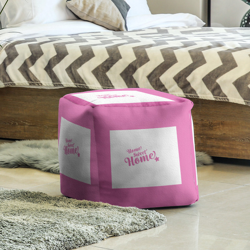 Upholstered Ottoman, Pink