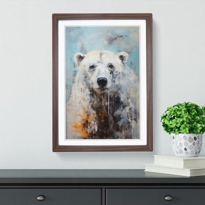 Polar Bear Abstract No.2 - Single Picture Frame Print on Wood
