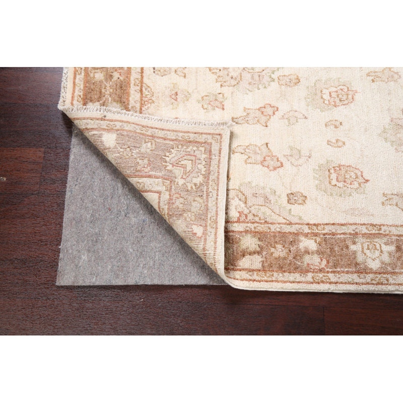 Tapis de couloir ivoire en laine noué à la main de conception unique 2 pi 6 po x 9 pi 9 po Lucie-Lou