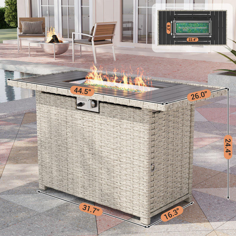 Rattan Outdoor Fire Pit Table