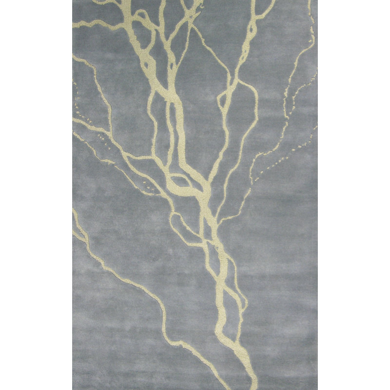 Tapis gris en laine touffeté à la main Risley, Rectangle 5 pi x 8 pi