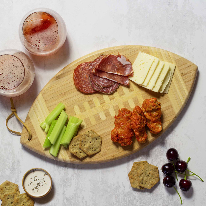 Football-Shaped Bamboo Cutting and Serving Board