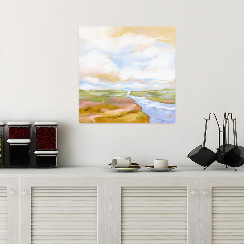 Art contemporain contemporain, paysage éthéré abstrait, H 18 po x l 18 po