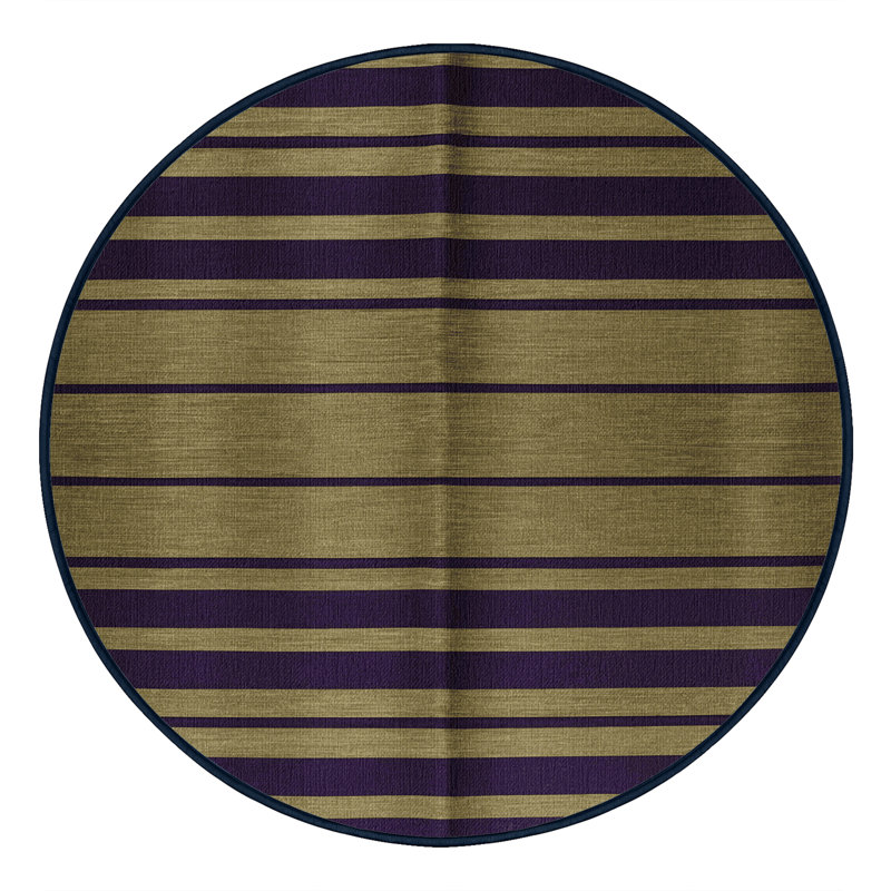 Tapis mauve à rayures horizontales lavable à la machine, Rond 4 pi