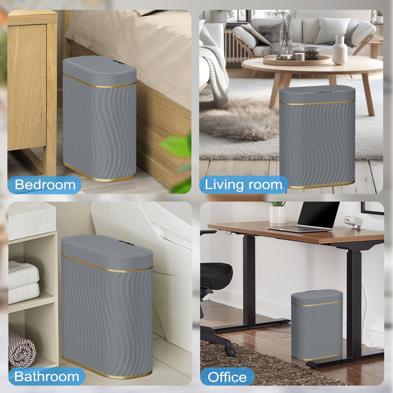 Bathroom Small Trash Can with Automatic Touchless Lid, Gray