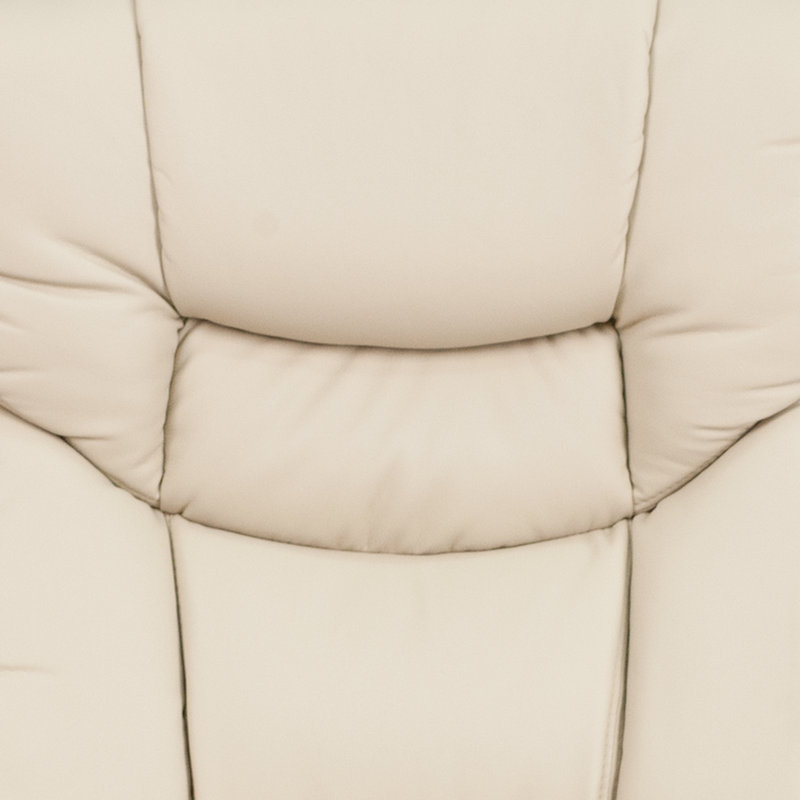 Casey-Jane Contemporary Multi-Position Padded Recliner with Ottoman, Beige Faux Leather