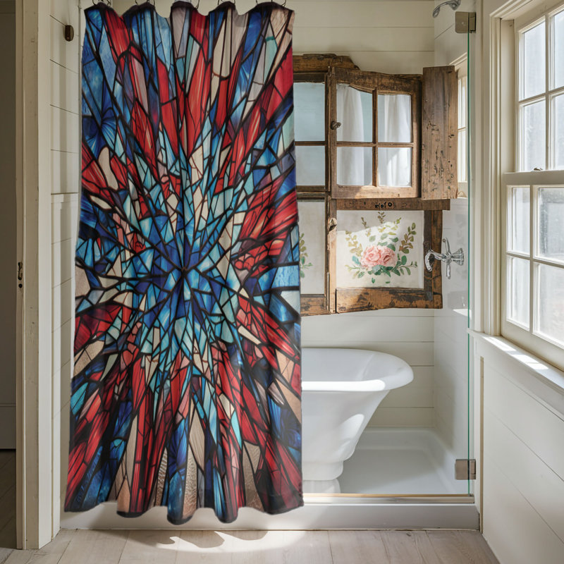 Rideau de douche 1 pièce Patriotic Glass, H 74 po x l 71 po