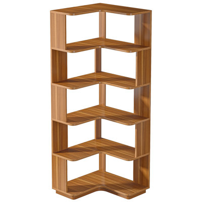 64.96" Tall 6 Tier Corner Bookshelf