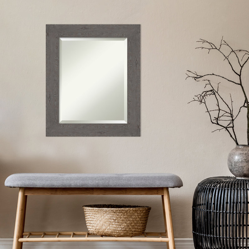 Miroir d'appoint mural Alissone, 25,5 po x 21,5 po, Gris