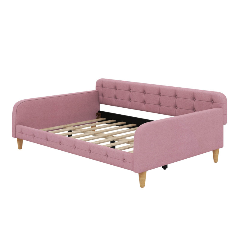 Upholstered Daybed With 4 Support Legs, Full/Double, Rubine
