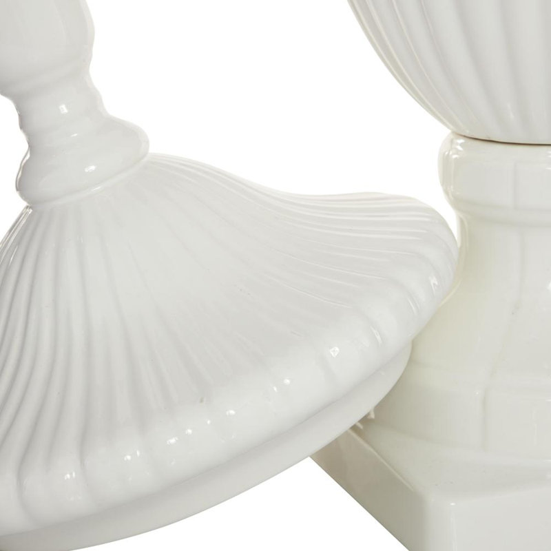 Alpharetta ceramic jars with lid, Blanc, H 26 po x l 10 po x P 10 po