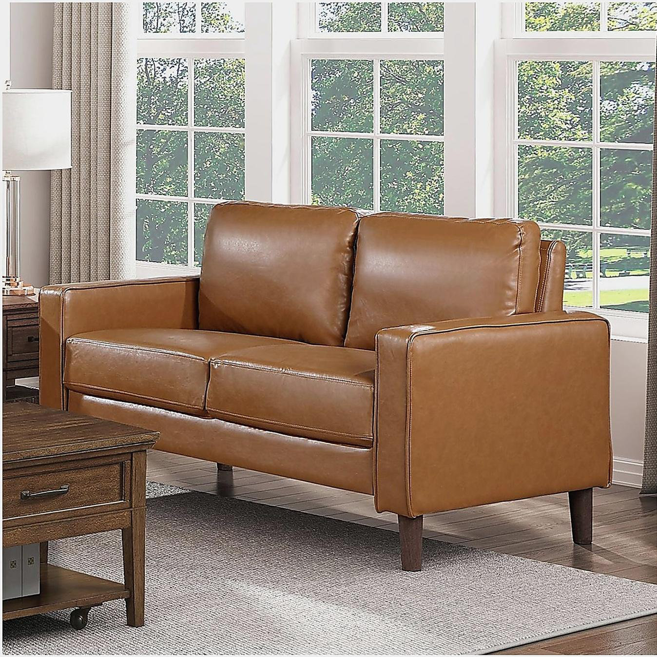 Latitude Run® Modern Dark Grey Faux Leather Upholstered Love Seat ...
