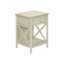 Table de salon à 2 niveaux avec placage blanc antique et tablette inférieure pour le rangement