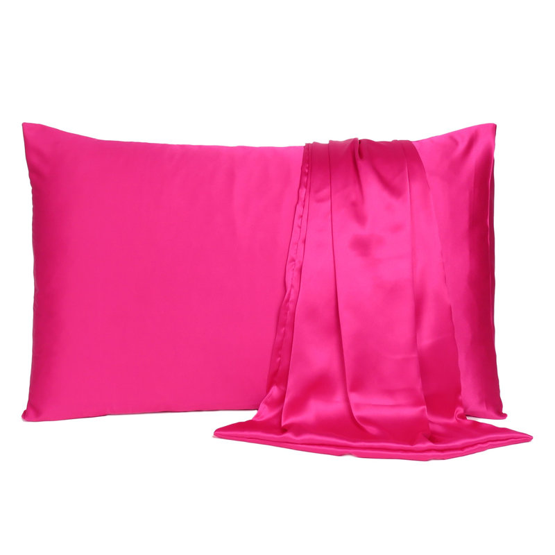 Taie d'oreiller en satin , Standard, Fuchsia
