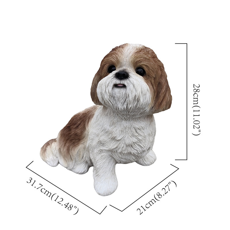 Shizu Harmony Brown and White Polyresin Dog Figurine