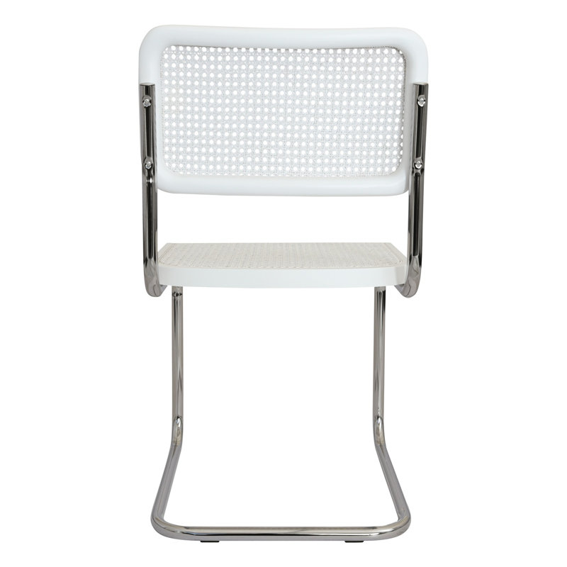 Marcel Breuer Cesca Cane Cantilever Dining Side Chair, White/Chrome
