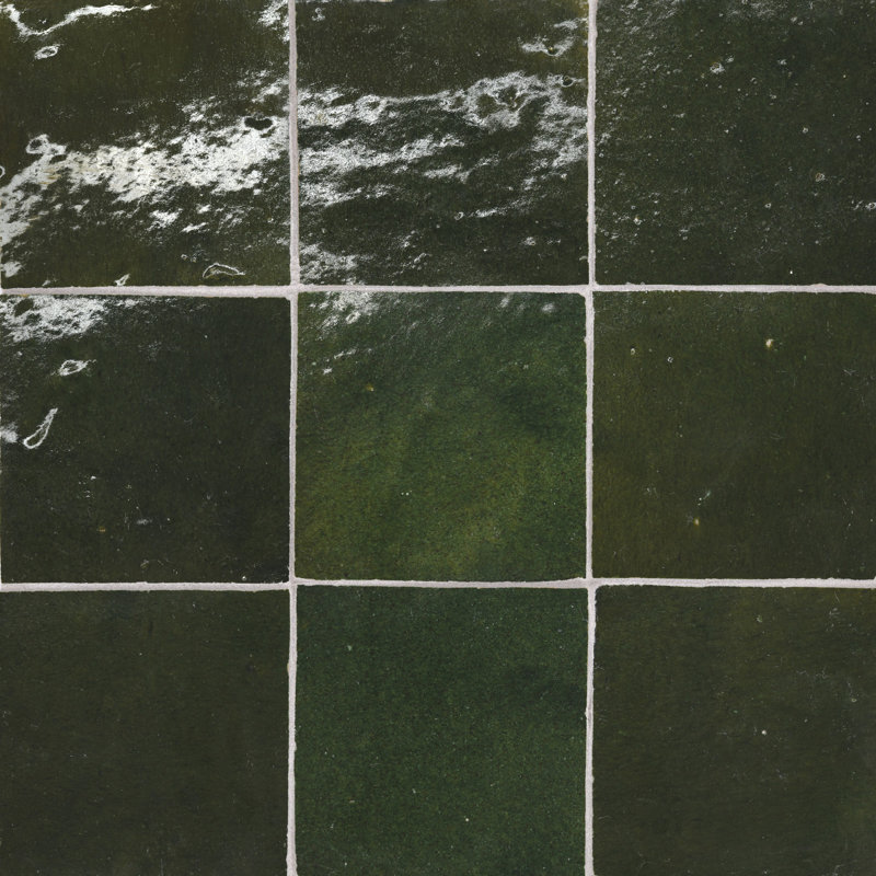 Zagora 4" x 4" Zellige Tile, Vert Mousse