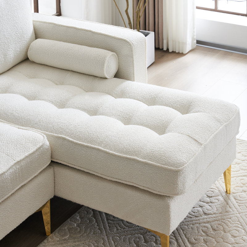 Canapé modulaire rembourré 85,83 po, Mélange de polyester blanc