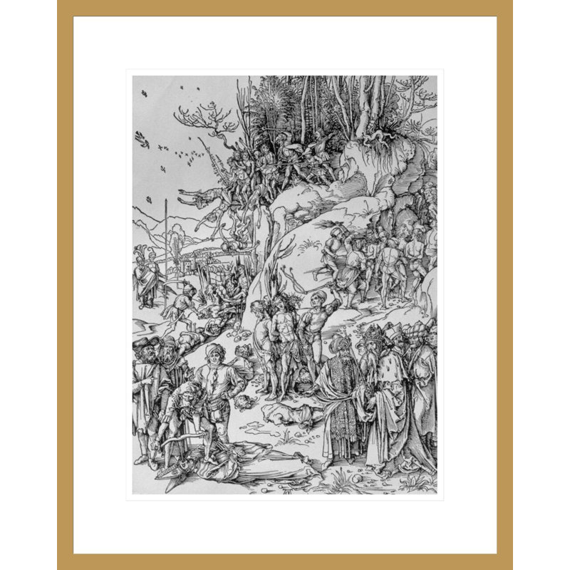 Le martyre des dix mille Chrétiens sur le Mont Ararat (gravure sur bois) par Albrecht Dürer, impression giclée sur cadre