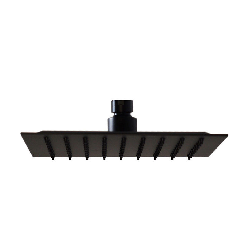 8" Square Thin High Pressure Rainfall Shower Head, Matte Black
