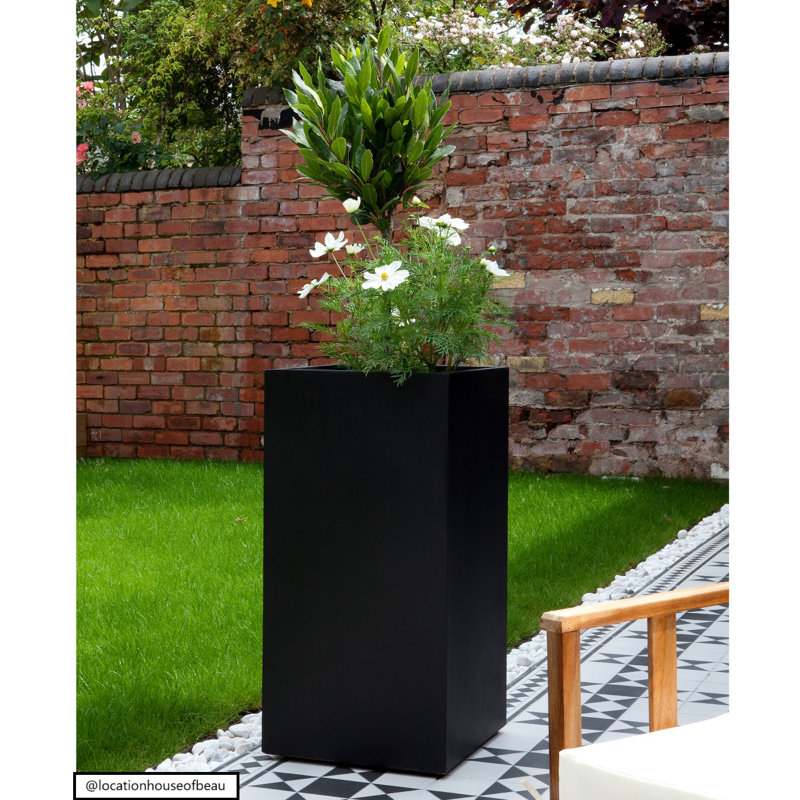 Square Plant Pot, 60cm H x 27cm W x 27cm D, Black