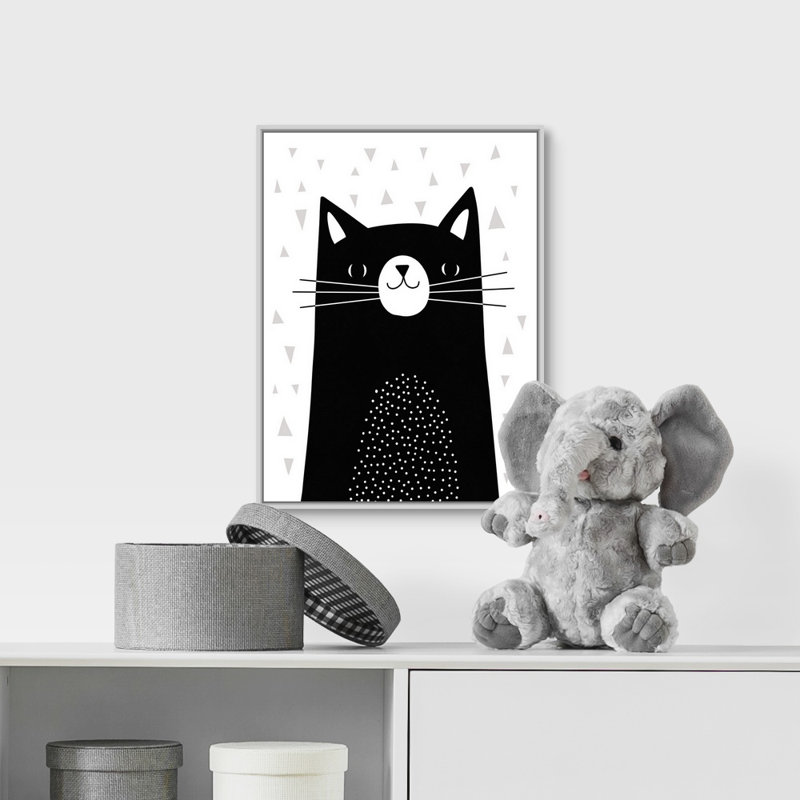 Art de chat Shenk, H 16 po x l 12 po x P 1,75 po, Cadre flottant blanc