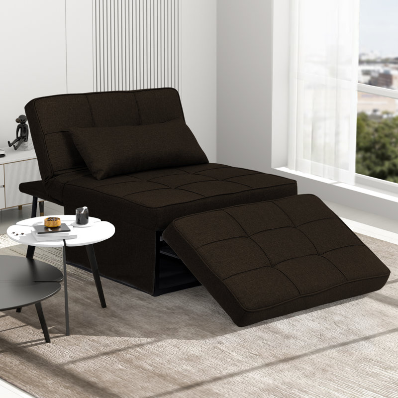 Upholstered Accent Chair, Dark Brown Cotton Blend