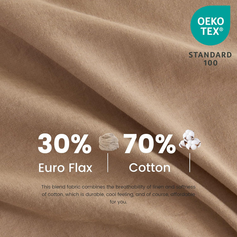 French Linen Duvet Cover Set 3Pcs With Hidden Zipper Closure Natural Flax Cotton Blend, Queen Duvet Cover + 2 Standard Shams