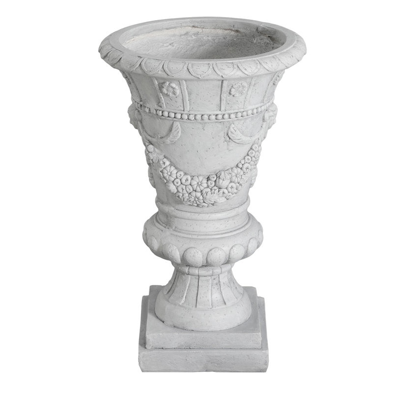 24.13'' High Garden Urn, Grey Color, 14.5'' W X D, Hand - Painted Piece, Drainage Hole, Ready To Use Urn In Grey, Tall, Dimensions, Finish, Stopper,