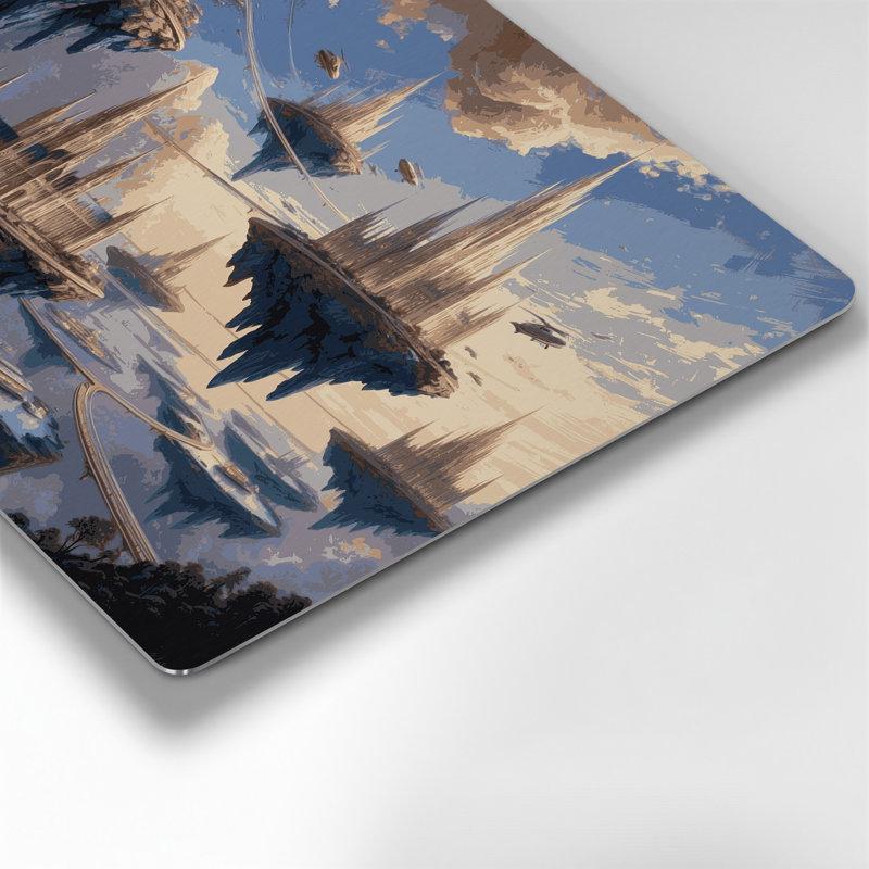Art mural gris Sci Fi Floating Island Metropolis