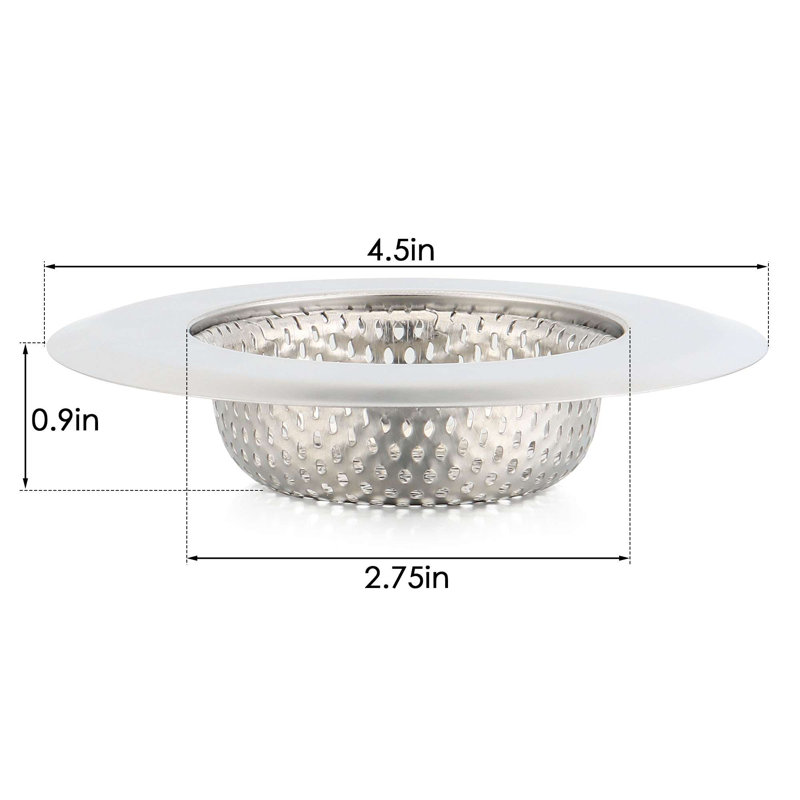 Ensemble de 2 crépines d'évier de cuisine en acier inoxydable pour évier de cuisine avec rebord large de 4,5 po de diamètre