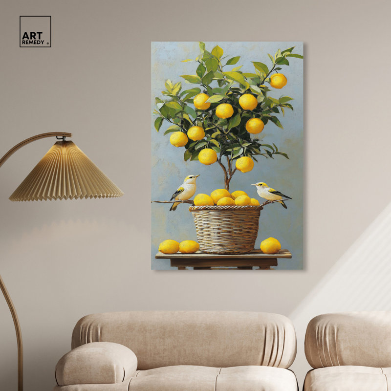«Lemon Orchard Duet», art mural, Toile tendue, H 45 po x l 30 po
