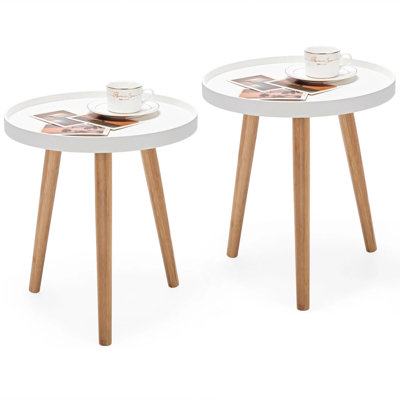 Bobbilynn George Oliver Set Of 2 Round Side Table Sofa Coffee End Accent Table Nightstand Home