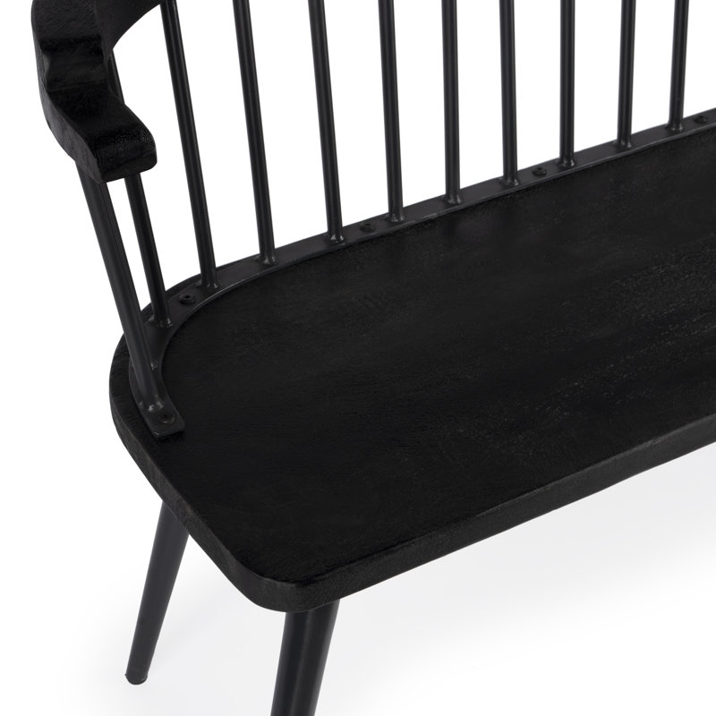 Tempe Mango Wood Spindle Back 51.25"W Bench, Black