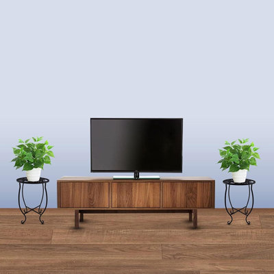 Lot de 2 supports ronds en métal de 25 cm (10 po) pour plantes – Supports modernes pour pots d'intérieur et d'extérieur