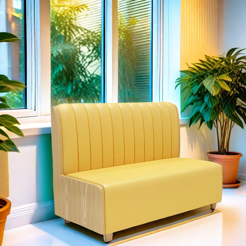 Banc rembourré en similicuir Mikka, Jaune