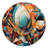 Orange And Blue Geometric Vibrations IV - Abstract Geometric Round Wall Art on Metal-88599074